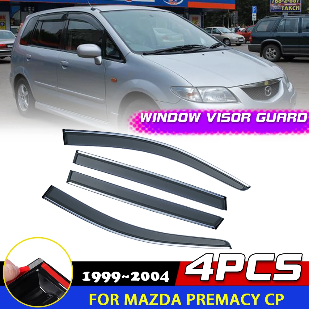 Windows Visor for Mazda Premacy CP 1999~2004 2000 2001 Door Smoke Deflector Guards Cover Awnings Sun Rain Eyebrow Accessories