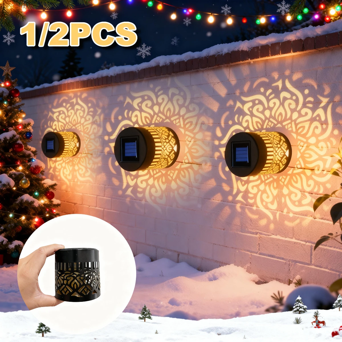 

1/2 упаковки солнечных настенных светильников с дурманом - полый дизайн дурмана, уличный садовый декор, железный светильник для двора, подарок на вечеринку