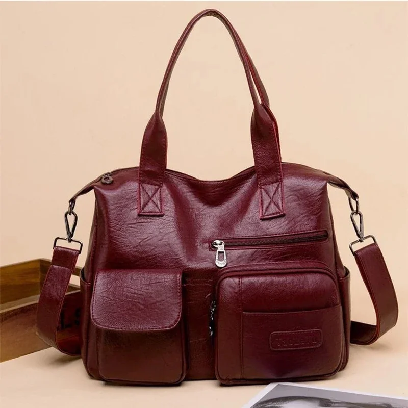 Luksusowe torebki na zakupy Damskie torby na ramię Projektant PU Skórzane torby Crossbody dla kobiet Torba o dużej pojemności Totes — zdjęcie 2