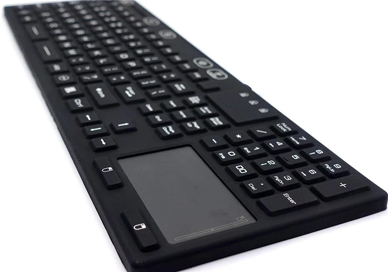 110 Keys Black IP68 Waterproof Dustproof Splashproof Full Size Industrial Silicone Medical Keyboard With Touchpad