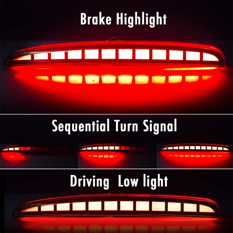 2PCS For Honda Civic Type R 2016 2017 2018 2019 2020 LED Rear Bumper Fog Lamp Brake Light Dynamic Turn Signal Reflector