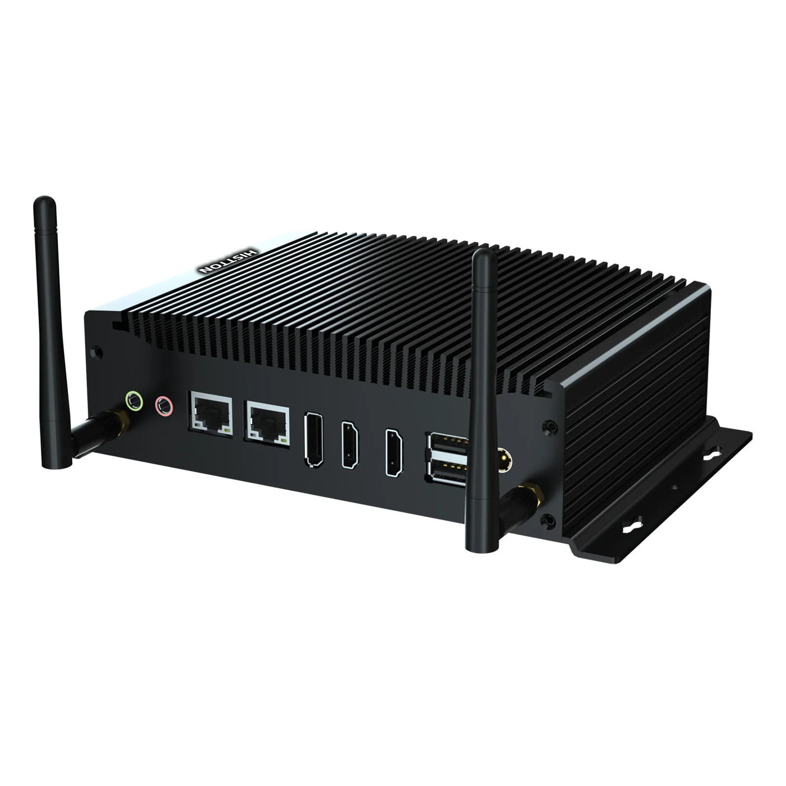 Hystou Fanless Industry 10th Gen Intel i7 10810U M.2 SSD 8G 512GB NVME 6 USB 4K Display Output 12V 5A 2 RJ45 Lan 2 RS232 Com