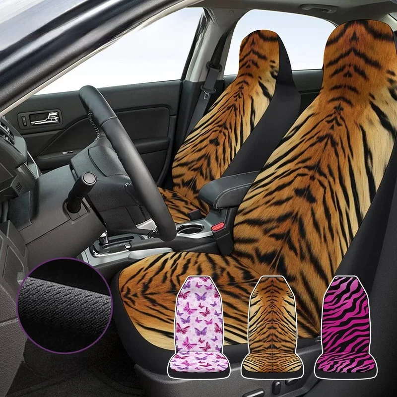 Nowe pokrowce na przednie siedzenia samochodowe Pokrowiec na pojedyncze siedzenie z nadrukiem motyla Różowy wzór w cętki Poduszka samochodowa 시트커버 Women Auto Interior — zdjęcie 2