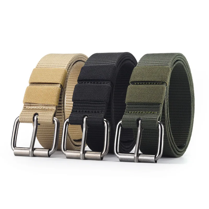 

New Style Canvas Belt for Men and Women Pin Buckle Imitation Nylon Braided Belt with Metal Buckle 120cm Decorative Belt for Jean