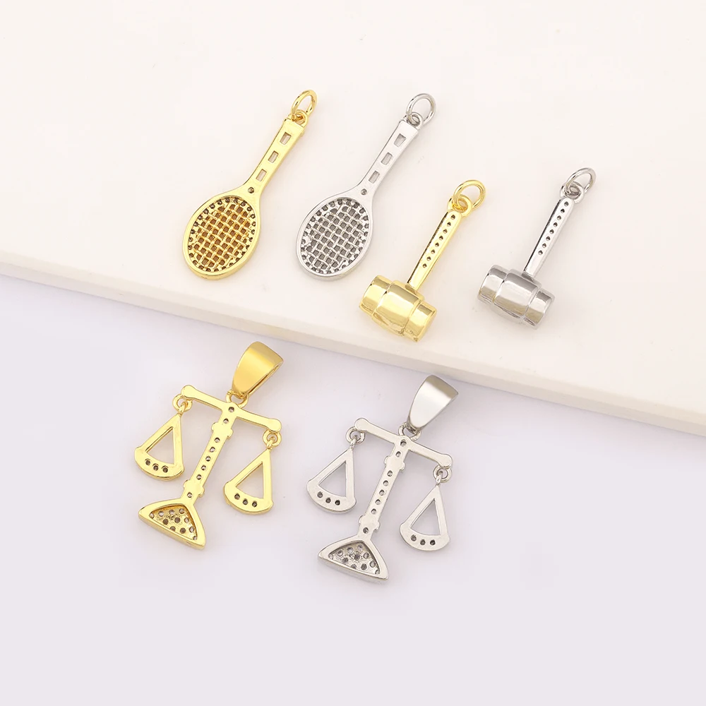 Luxury Balance Scale Charms Pendant Tennis Racket for Jewelry Making Handmade Necklace Diy Jewelry Findings Supplies for Women