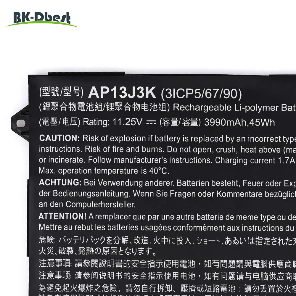 BK-Dbest Laptop Battery AP13J4K AP13J3K 11.4V 3920mAh For Acer Chromebook C720 C720P C740 C720-2844 C740-C5U9