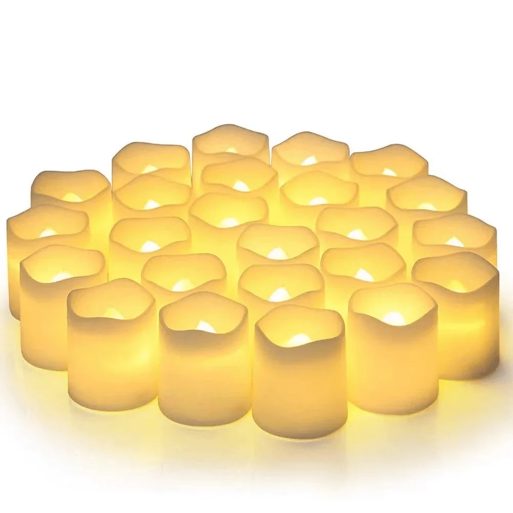 Imagem -03 - Flameless Electronic Candle Light Quente Simulado Round Tealight Bateria Incluída Casamento Dia das Bruxas Decoração de Natal 24 Pcs Conjunto