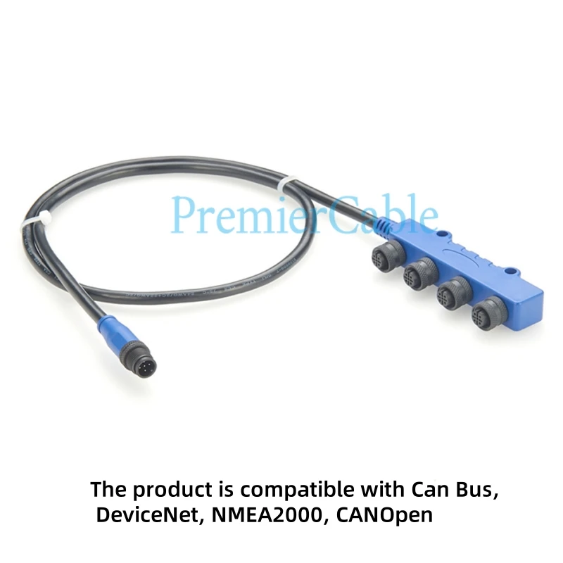 NMEA2000 M12 Mehrfach-4-Wege-Splitter IP67 Micro-C Drop-Kabel Marine-Bootskabel für CAN-Bus CANOpen Devicenet Sensor-Aktuator – Detail 2