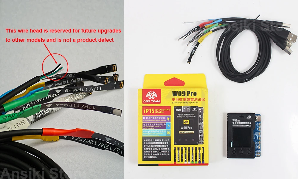 OSS W09 Pro V3 Battery Life Pop-up Tester for IPhone11-15PM Detection Modify Battery Efficiency 100% Cycle Health Data Tool