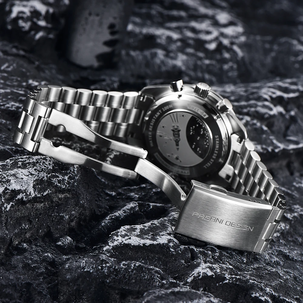 PAGANI DESIGN Neue Herren-Quarzuhr Goldene Monduhr Herren VK63 Speed Sport-Chronograph AR Saphir Leuchtend Lokaler Versand – Detail 15