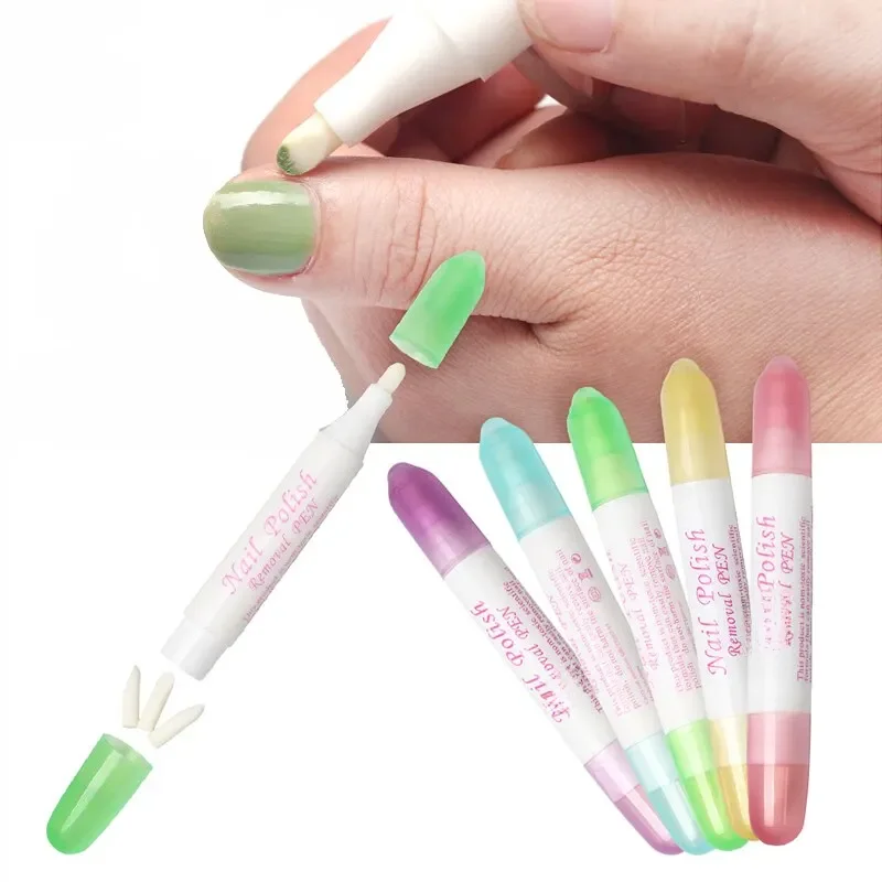 Stylo dissolvant pour vernis à ongles gel UV, nettoyant, outil de manucure avec 3 têtes par rapport aléatoire, 2 pièces