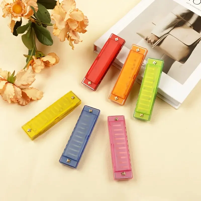 Mundharmonika-Taste von C, 10-Loch, diatonische, durchscheinende Mundharmonika C mit Etui für Anfänger, Studenten, Kinder, Geschenk mit Etui