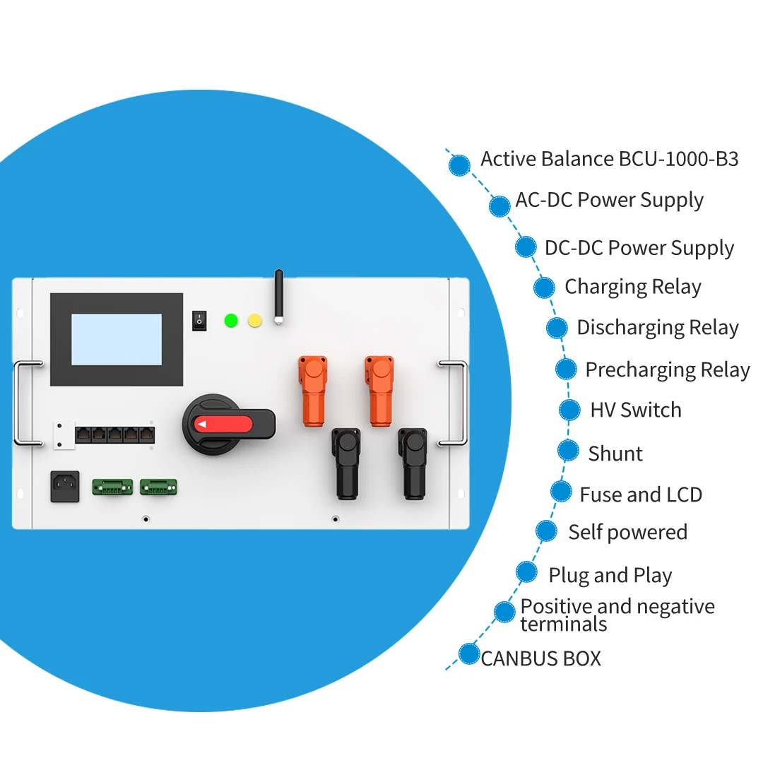 JKESS EU stocks 200A High Voltage Box BCU with Active Balance BMS and 4.3 LCD for LiFePO4 ESS Solar Energy Storage System