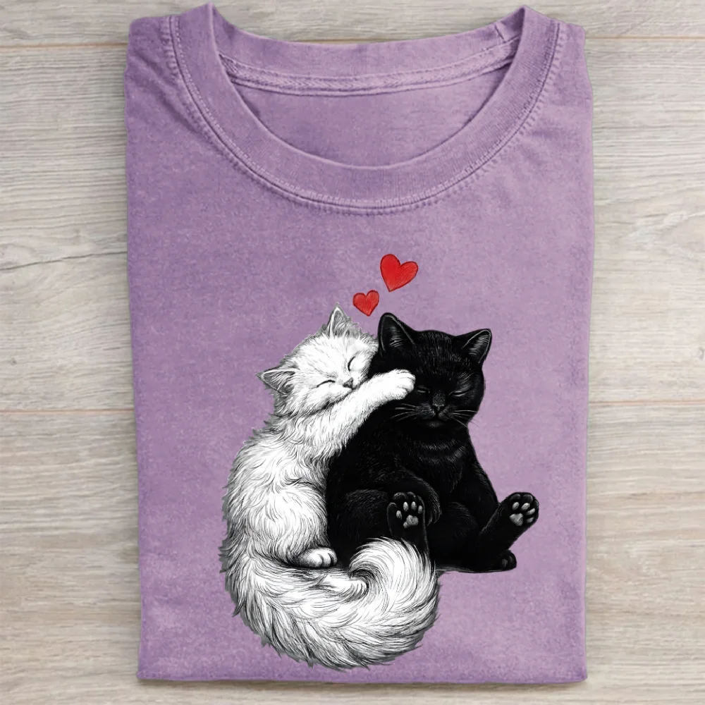 愛猫グラフィック T シャツ ルーズ ユニセックス カジュアル アパレル 快適 トレンディ ストリートウェア 猫ファン 日常着 フェスティバル パーティー衣装