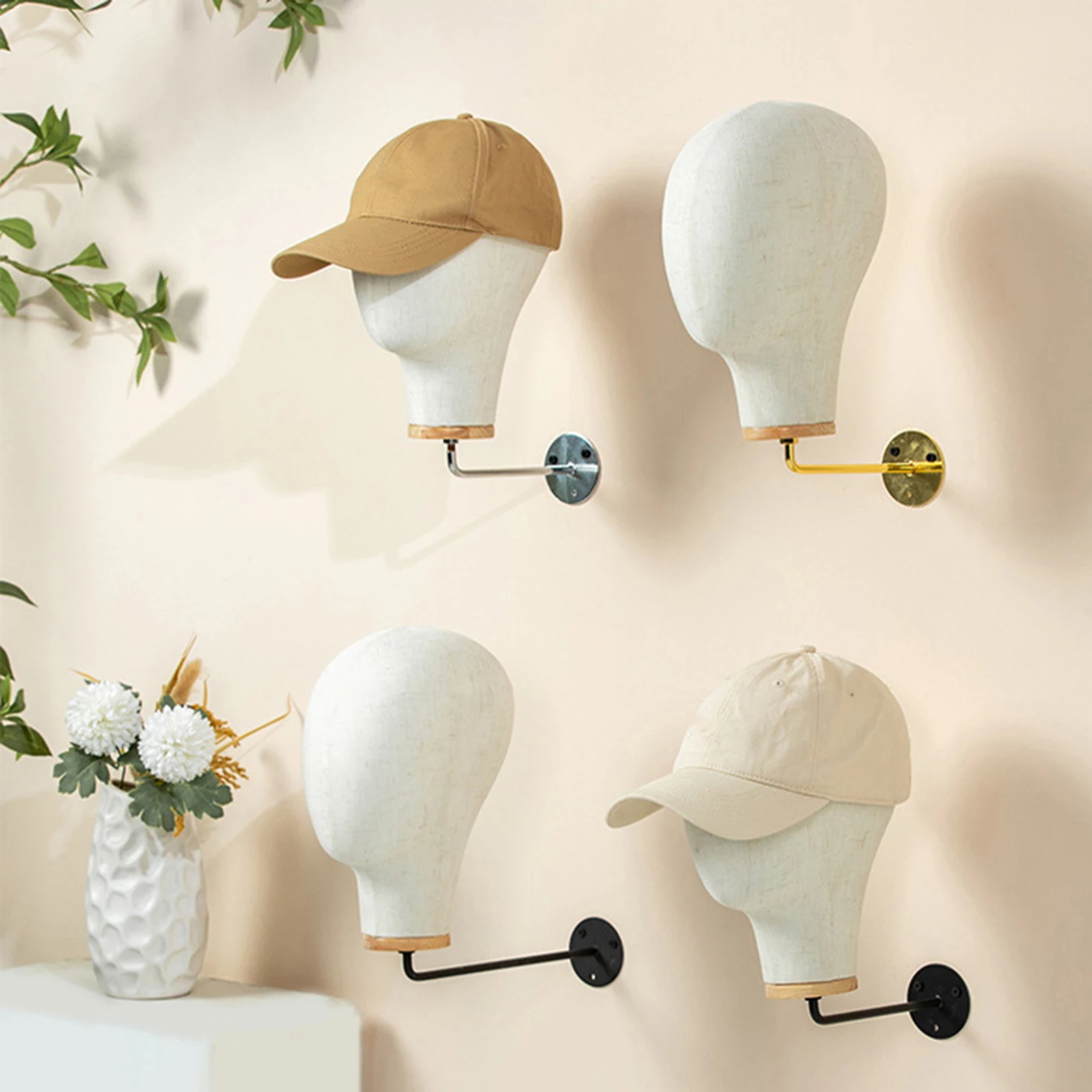 

Mannequin Head Model Wall Mounted Sturdy Wig Hat Display Holder for Hairdresser Training Salon Travel Shopping Mall Display Rack