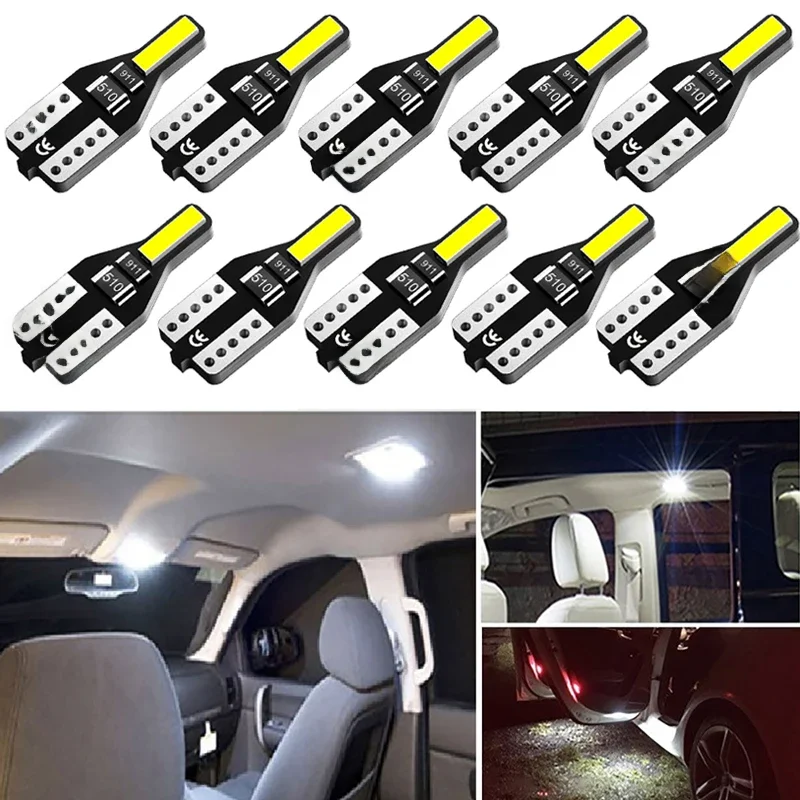 10szt T10 W5W Led Bulb Auto Led Interior Light Dla Volkswagen VW Golf 4 6 Passat B6 B8 B5 B7 MK7 MK6 MK3 T5 T6 Samochodowe żarówki Led 12v — zdjęcie 2