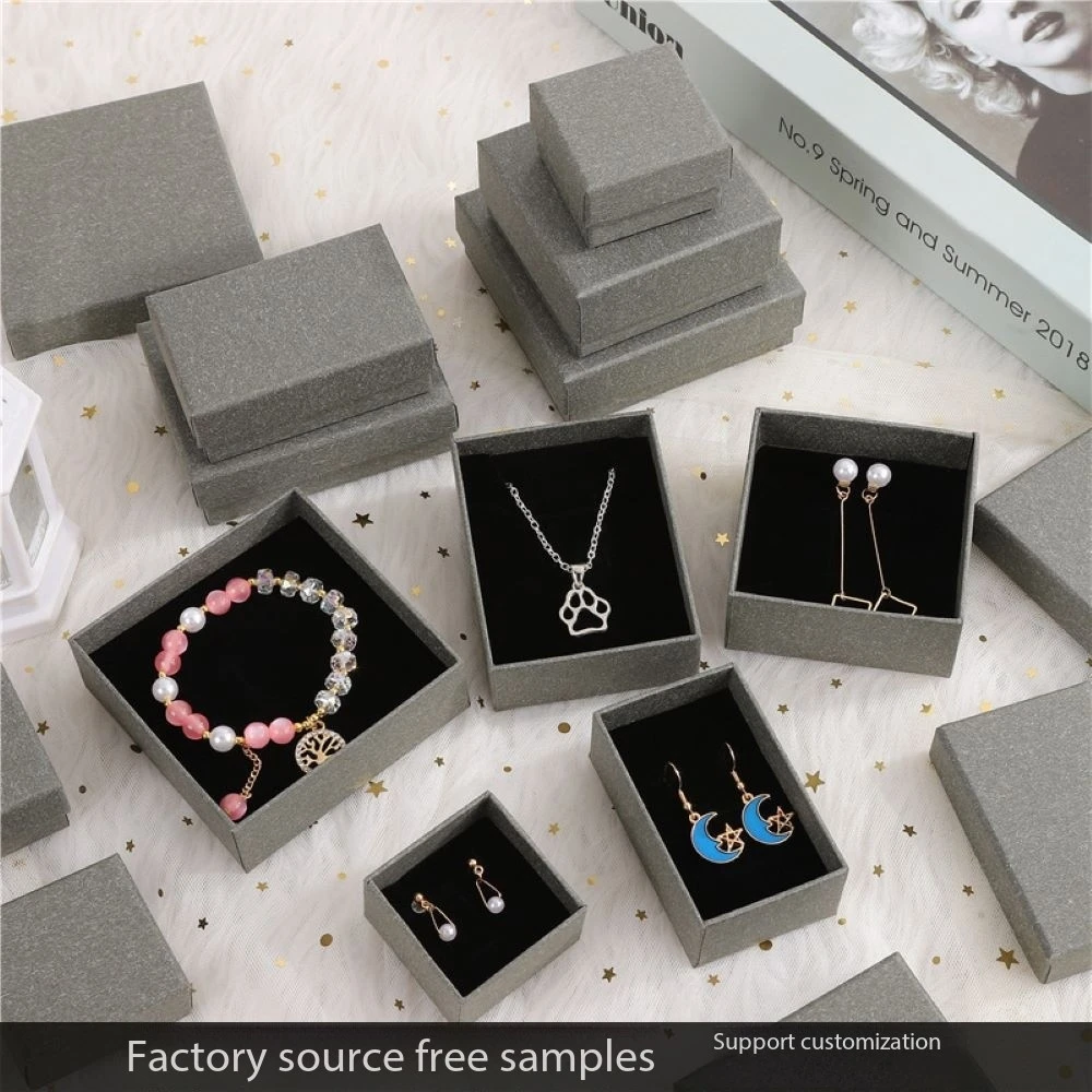 

Spot Wholesale Smoke Gray Jewelry Box for Bracelet Necklace Ring Earring Packaging Gift Storage Display Jewelry Paper Box Supply