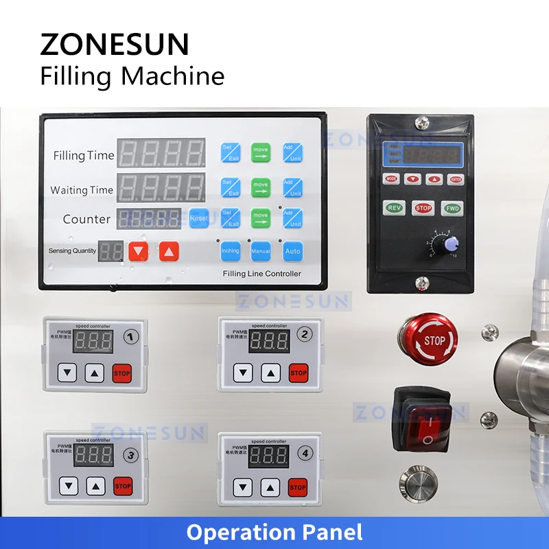 ZONESUN Liquid Filling Machine 4 Nozzles Automatic Magnetic Pump Perfume Essential Oil Packaging Juice Milk Bottle Filler