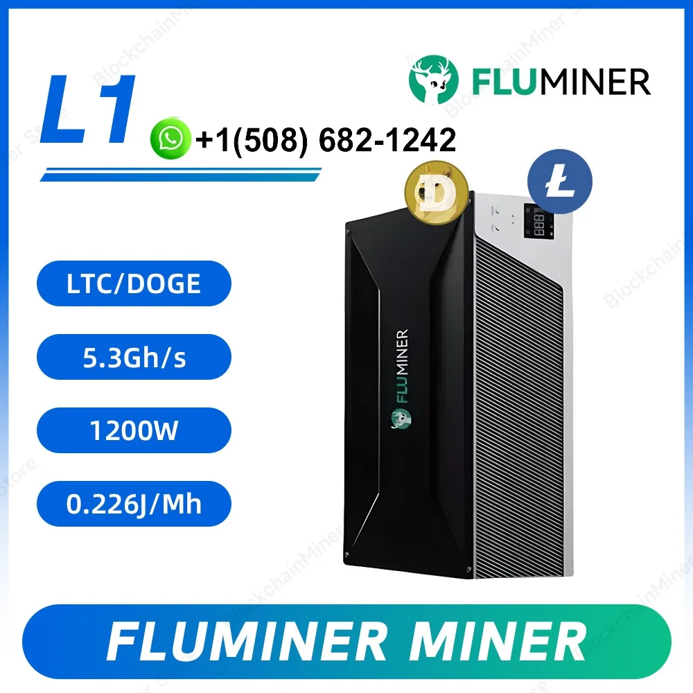 

Fluminer L1 Pro Doge Miner 5.3gh 5.6gh 6gh 1200w 1400W New Silent Low Power Consumption Litecoin Doge Coin Fluminer L1 Miner