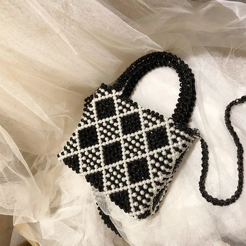 Torba diamentowa ręcznie tkana zroszony torba z perłami kryształowa torba jedno ramię ręczne sztyfty Crossbody torby dla kobiet luksusowy projektant — zdjęcie 2
