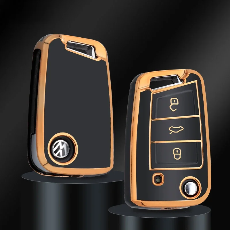 Nouveau TPU voiture Flip clé housse coque pour VW Volkswagen Golf 7 MK7 Tiguan MK2 pour Seat Ateca Leon FR Ibiza Skoda Octavia Kodiaq