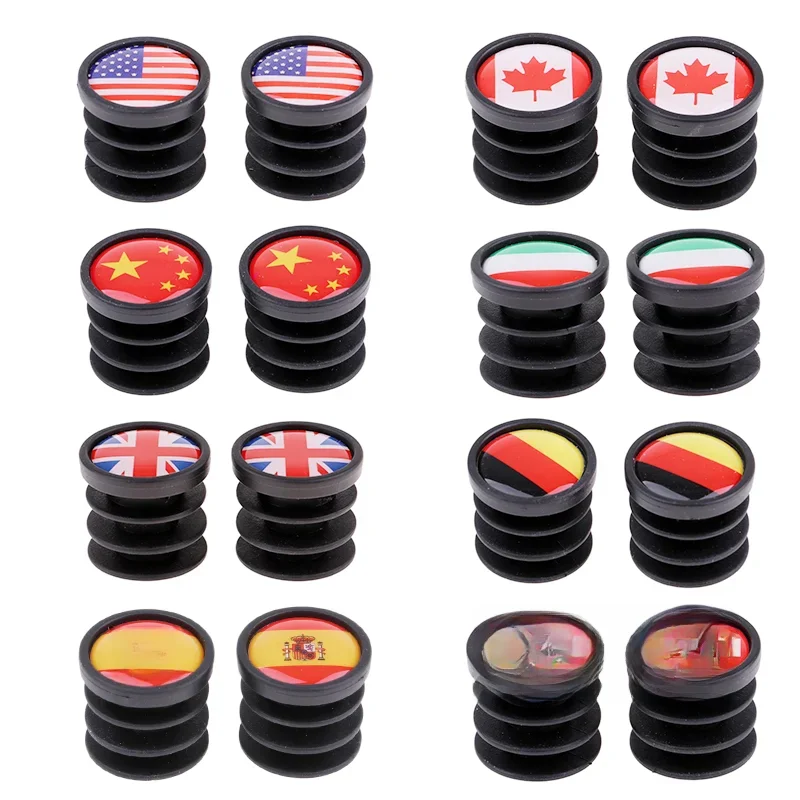 AliExpress 1 Pair Bicycle National Flag Handlebar End Plugs For MTB Mountain Road Bike Bicycle Grips Parts - 22mm