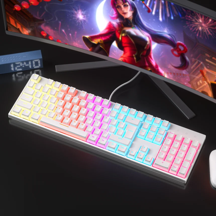 Ka102Mechanical Keyboard Supports Full Key No Punch Keycap Material Abs Three-Axis Key Line Separation