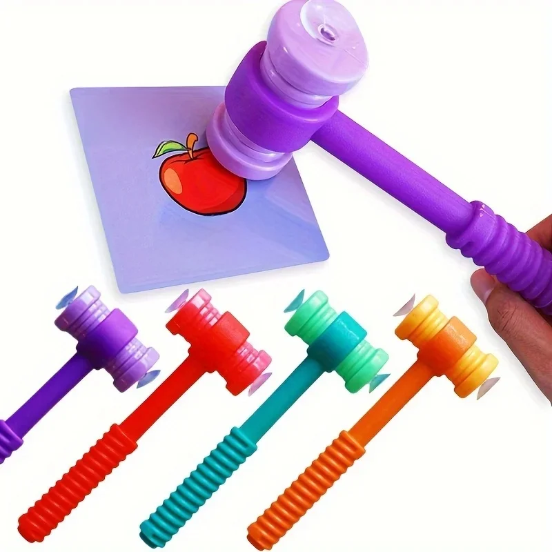 Marteau à ventouse 4 couleurs, jeu interactif en classe, peut sucer des cartes, aides pédagogiques pour l'éducation précoce, jouet marteau à frappe