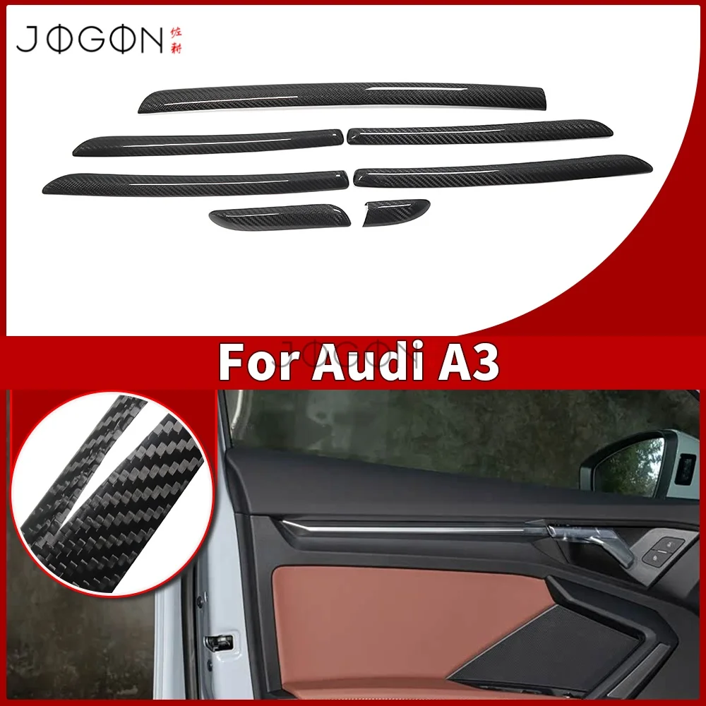 

7pcs Real Carbon Fiber For Audi A3 S3 RS3 2014 - 2018 Car Interior Dashboard Console Door Panel Strips Cover Trim Accessories
