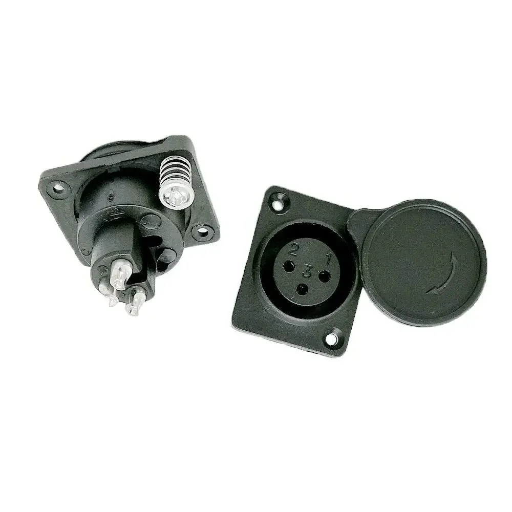 AliExpress HENG CHANG Fixed Flange 3 Pin XLR Socket With Dust Cover XLR Female Connector For Electric Bicycle Charging Port 10pcs