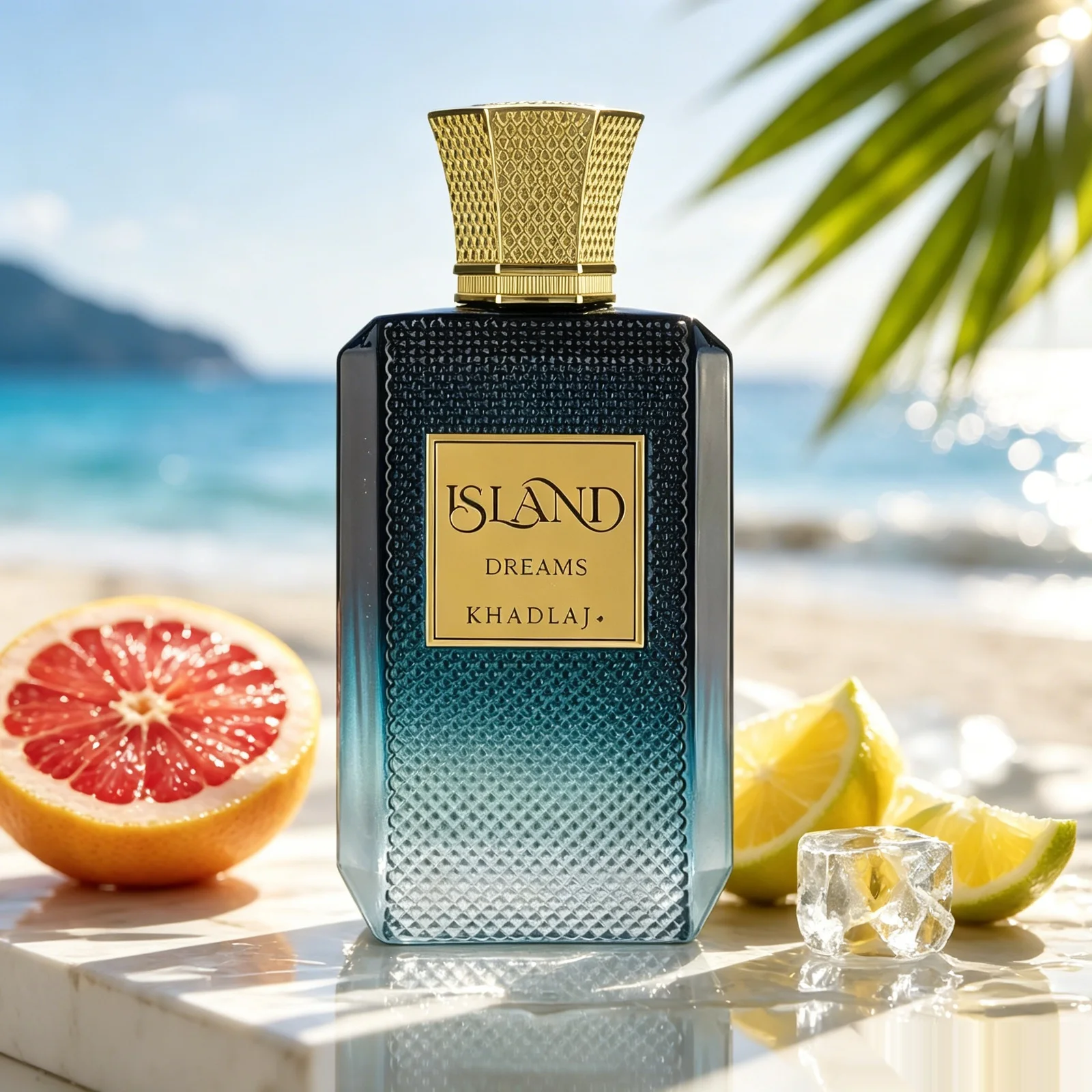 Parfum unisexe de luxe Khadlaj Island Dreams 100ml 3.4oz Eau de Parfum en spray, brume parfumée riche aux notes aquatiques et boisées, livraison rapide