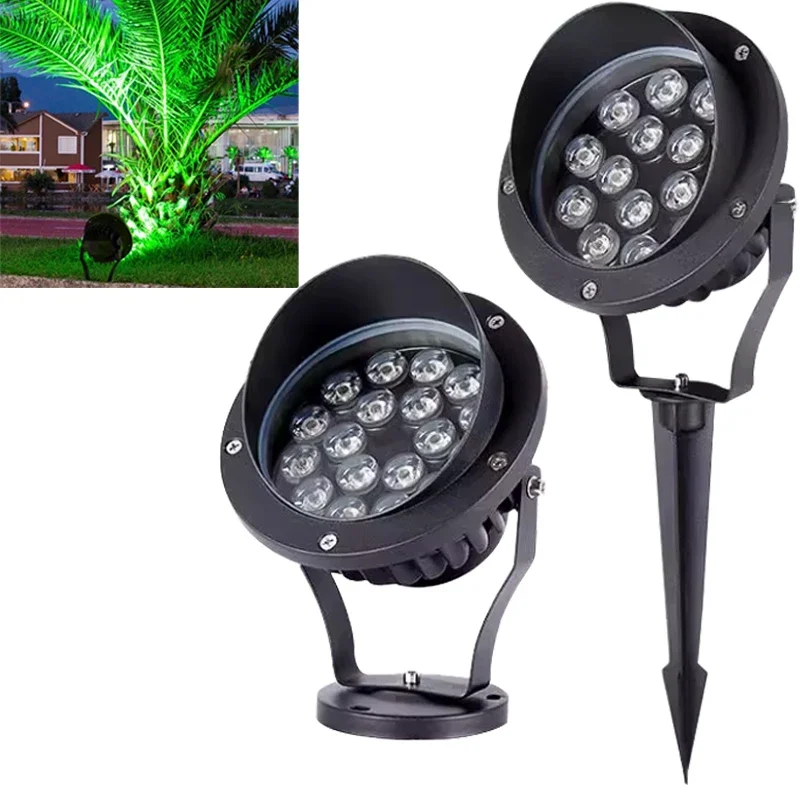 Led Landschapsverlichting 12W 18W 24W Buiten Schijnwerpers Spike Spotlight Dc 12v 110V 220V Tuinlamp Rgb Led Gazon Licht Boom Lamp - afbeelding 2
