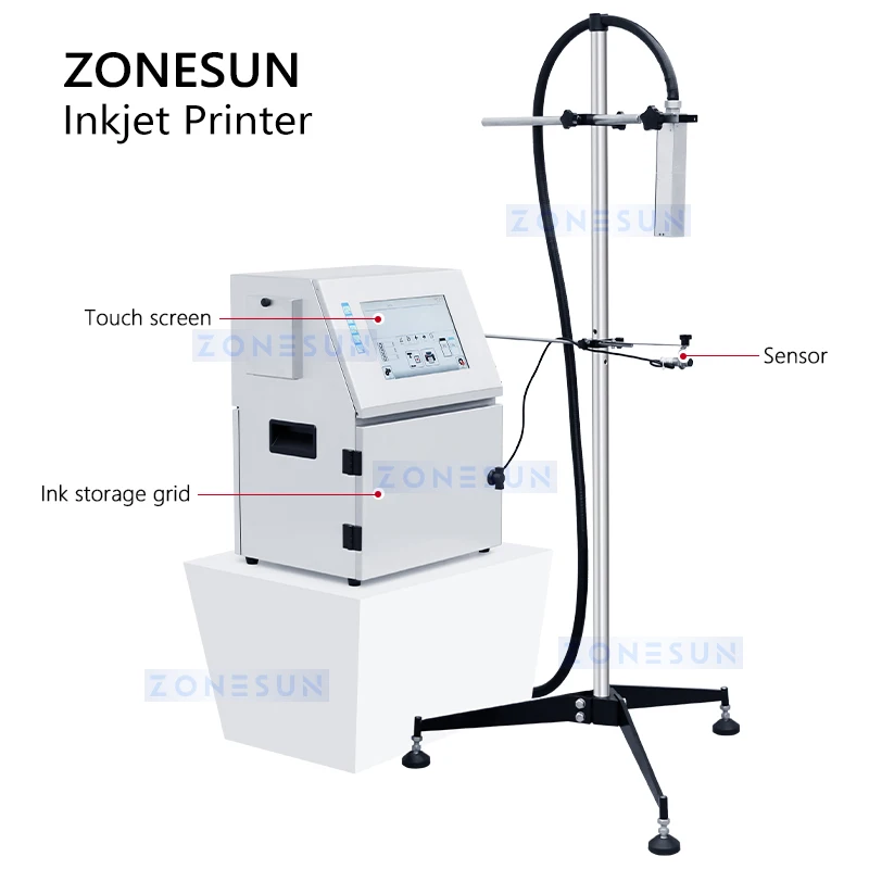 ZONESUN ZS-TIP15 منضدية النافثة للحبر آلة الترميز 15 مللي متر QR الباركود دفعة تاريخ انتهاء الصلاحية الرقم التسلسلي شعار شاشة تعمل باللمس