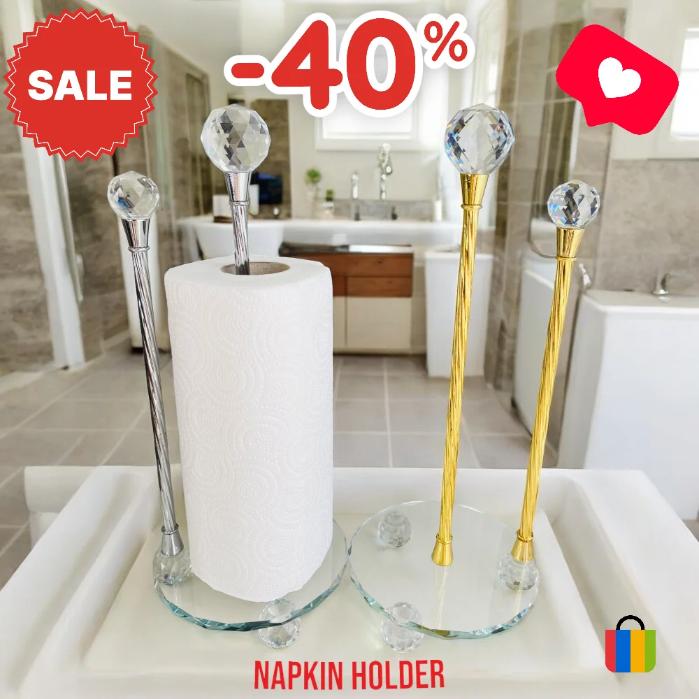 Crystal Napkin Glass Kitchen Paper Roll Holder Stand Toilet Paper Roll Holder Towel Handle Kitchen Roll Holder