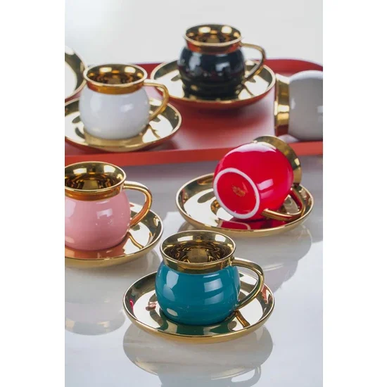 

Acar Set of 6 Porcelain Cups Up to 3 Times - Gold