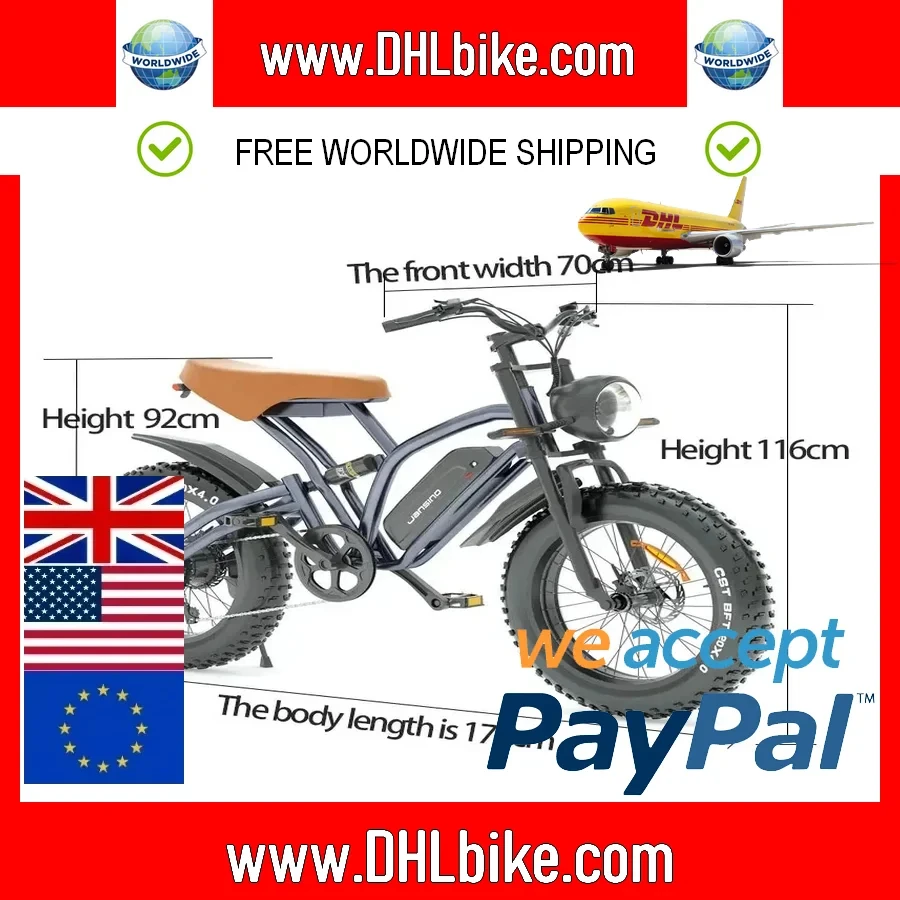 

NEW Jansno X50 Wide Fat Tire 20 Inch Mountain Ebike Variable Speed Travel Retro Off Road Beach Motorcycle Electric Bicycle