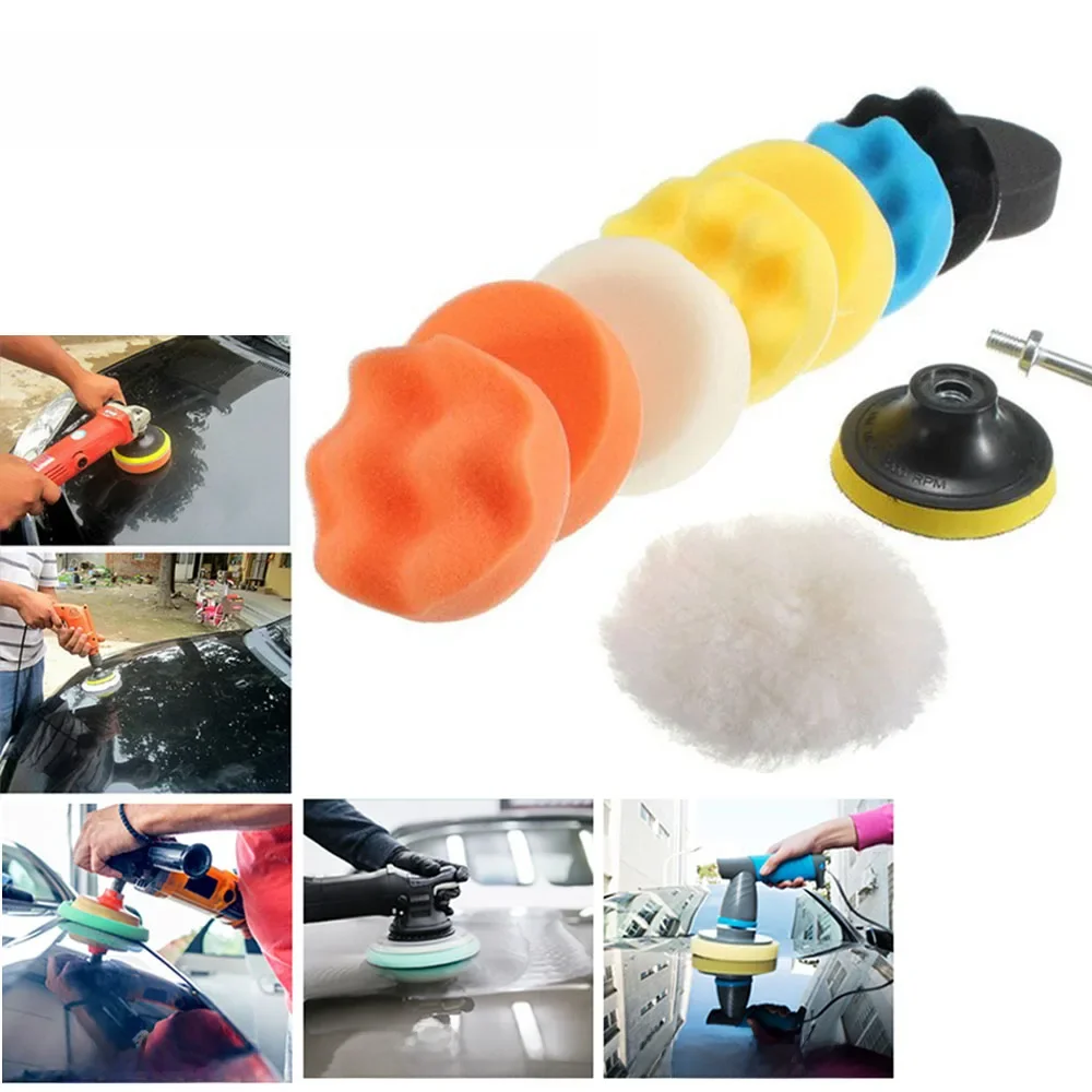 11pcs 3Inch Compound Buffing Polishing Pads Cutting Sponge Pads Kit for Car Buffer Polisher Compounding and Waxing