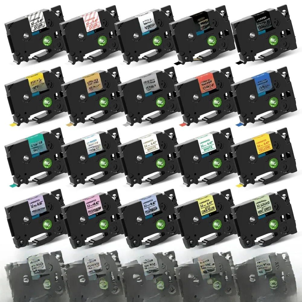 6/9/12/18/24mm für Brother-Band 12mm Kompatibles TZE-Etikettenband TZE231 221 für Ptouch PTH110 H107 P710BT H105 E550W Etikettendrucker