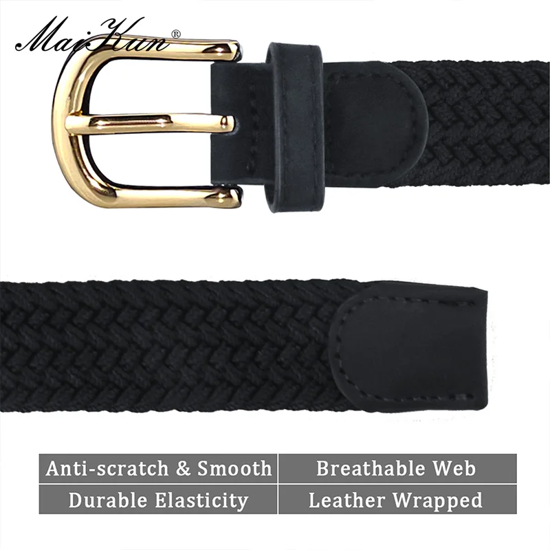 MaiKun Canvas Braided Belts for Women Fashion Adjustable Big Size   Metal Pin Buckle Elastic Waistband High Quality Casual Style