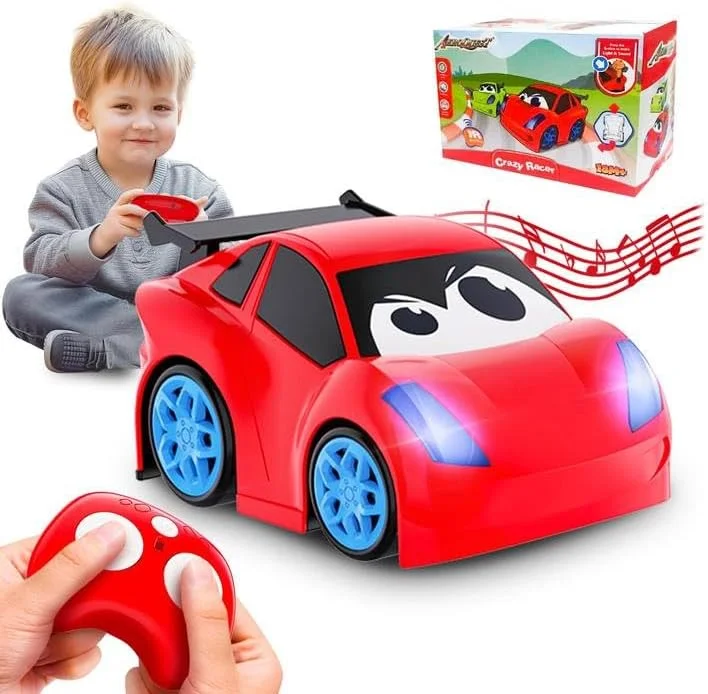 

Remote Control Car, RC Car Toy with Lights and Sounds for Boys, Girls and Toddlers Ages 1-3 2-4 4-7 & 3 Years Old