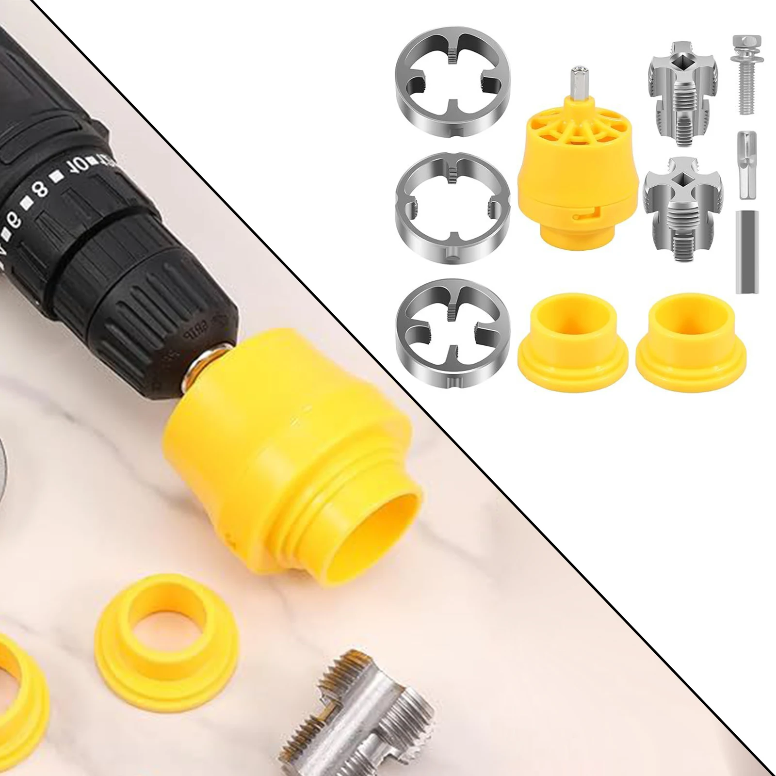 전기 드릴 호환 PVC 파이프 스레더 키트 PVC 스레드 메이커 도구 파이프 스레더 전문 스레딩 배관 도구
