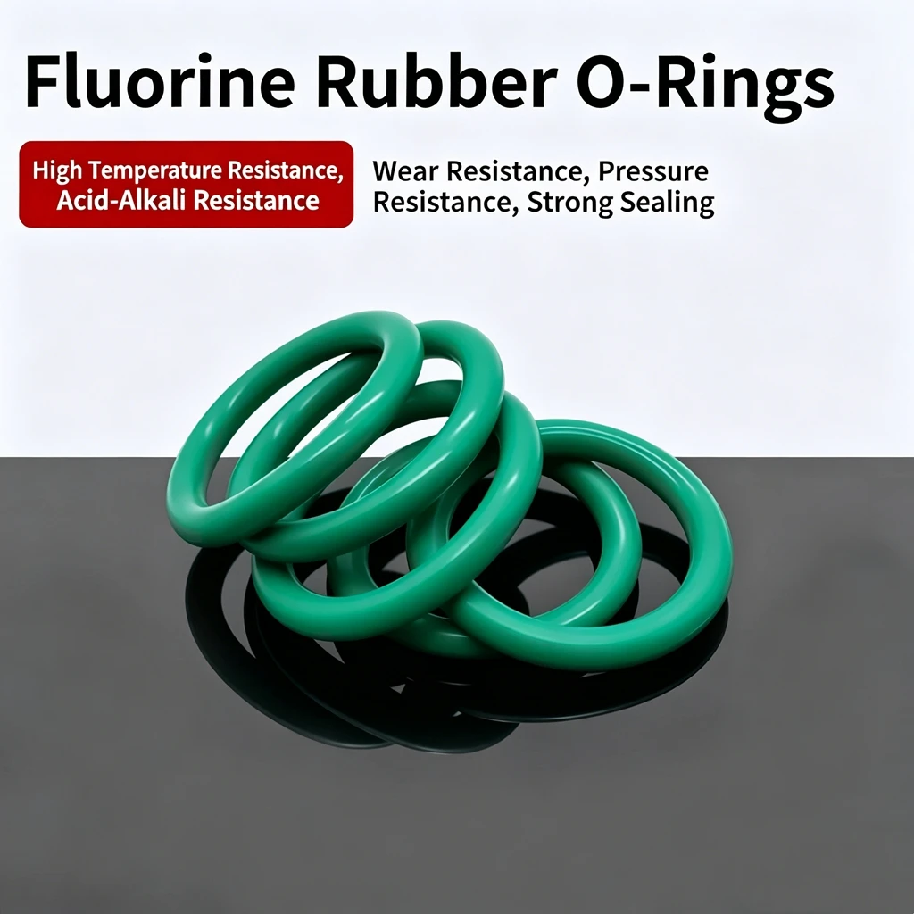 FKM Green Fluorine Rubber O-Ring CS 1/1.5/2/2.4/3.1/3.5mm OD:4-43mm O-Rings Sealing Gasket Oil Acid&Alkali Resistant Washer