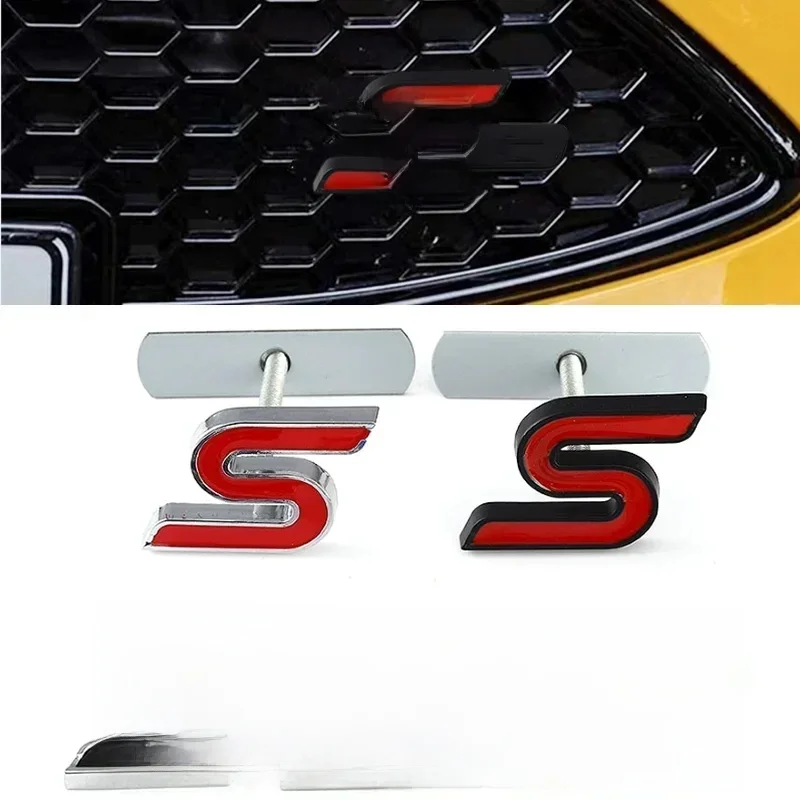 Autocollants de coffre arrière de voiture, Logo 3D en métal S, emblème de calandre avant, pour Ford Focus Fiesta Escape Ecosport Kuga Mondeo, accessoires