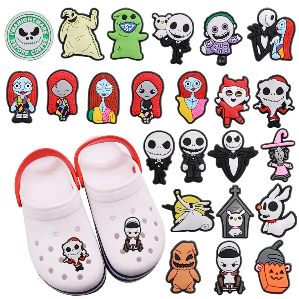 Breloques de chaussures de jardin Jack pour enfants, monstres terrifiants, fantômes, décorations de boutons, cadeaux d'Halloween pour adultes, bricolage, 1 à 23 pièces