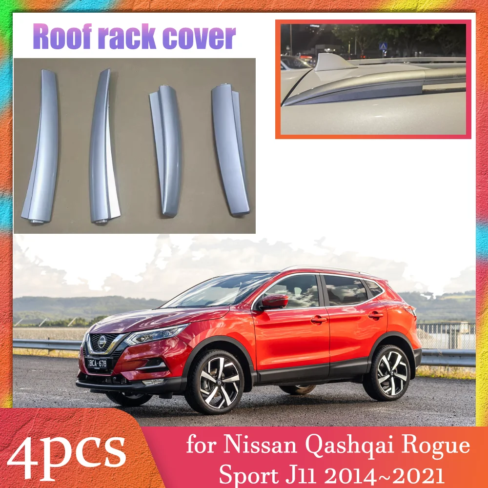 Car Roof Rack Cover for Nissan Qashqai Rogue Sport J11 2014~2021 2015 Luggage Bar Part Rail End Shell Cap Trim Shell Accessories