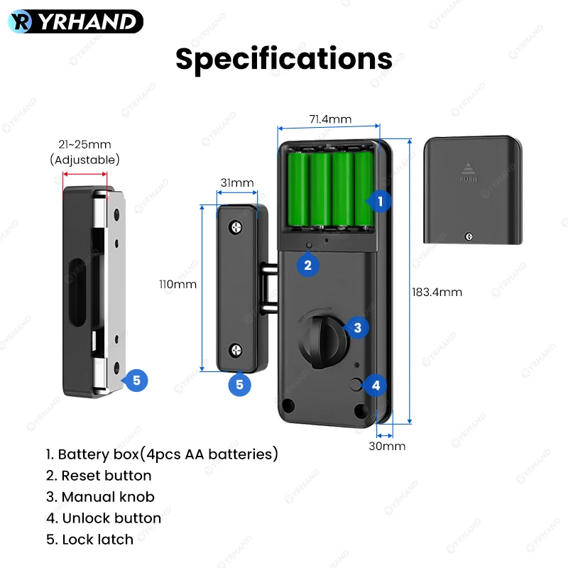 YRHAND Tuya App 13.56hz IC card Smart Lock For Wooden Door Bluetooth Lock Electronic Door Lock No Drill Indoor Easy Installation