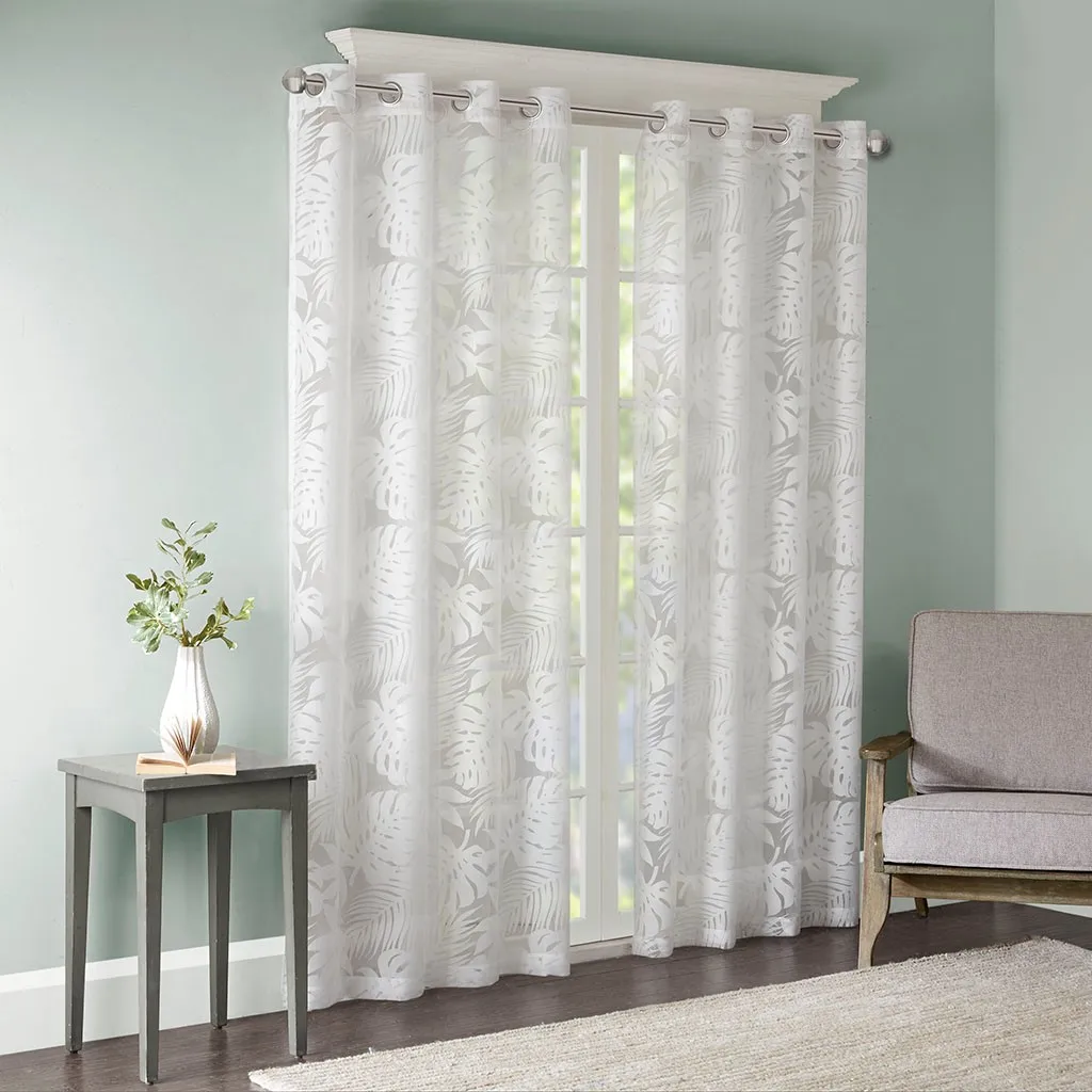 

Окно Palm Leaf Burnout Sheer White 50x84 дюйма (белый + полиэстер)'