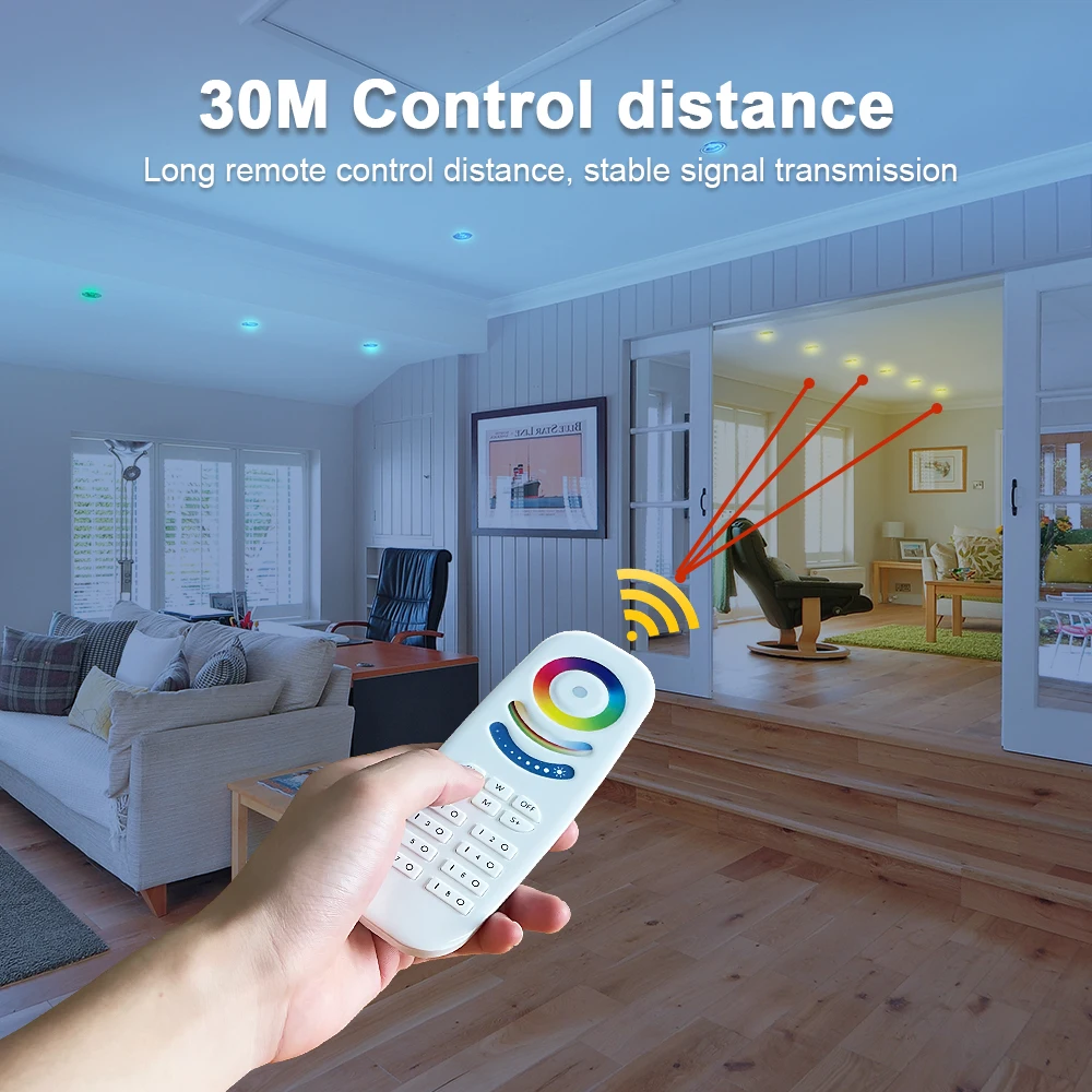 GLEDOPTO 2.4G RF Remote Control RGB Color Temp Brightness Adjustable Saturation 8-Zone Group 9 Light Modes 30M Control Distance