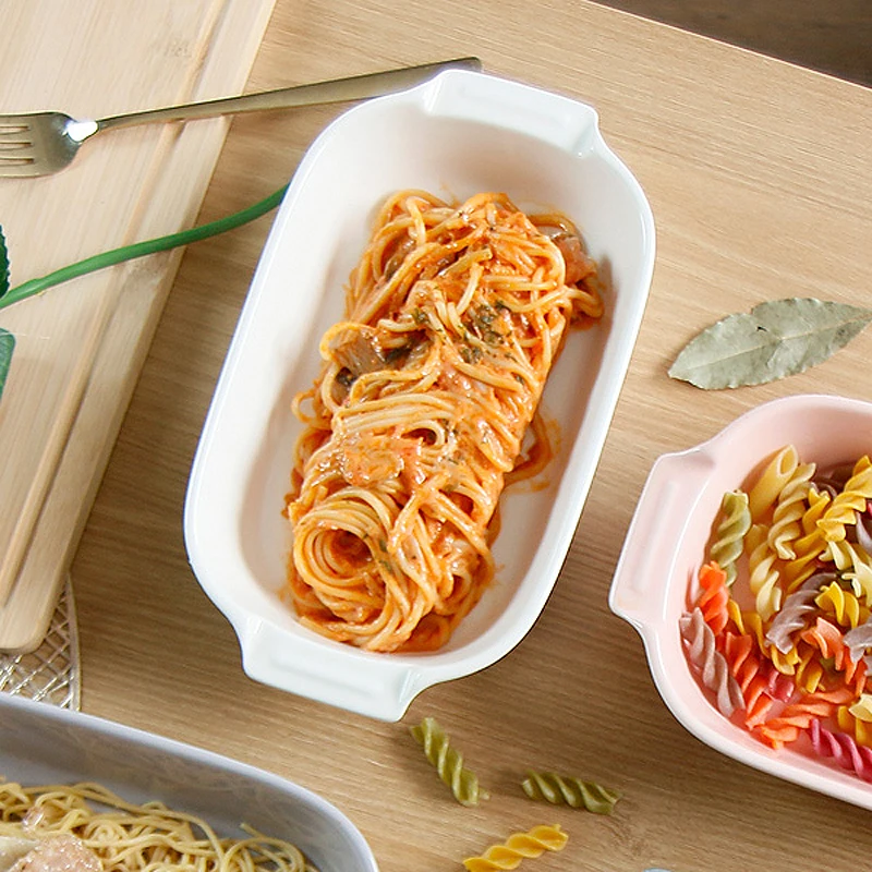 Cuenco Rectangular para pasta, cuenco de cerámica para sopa, ensalada, lasaña, comedor