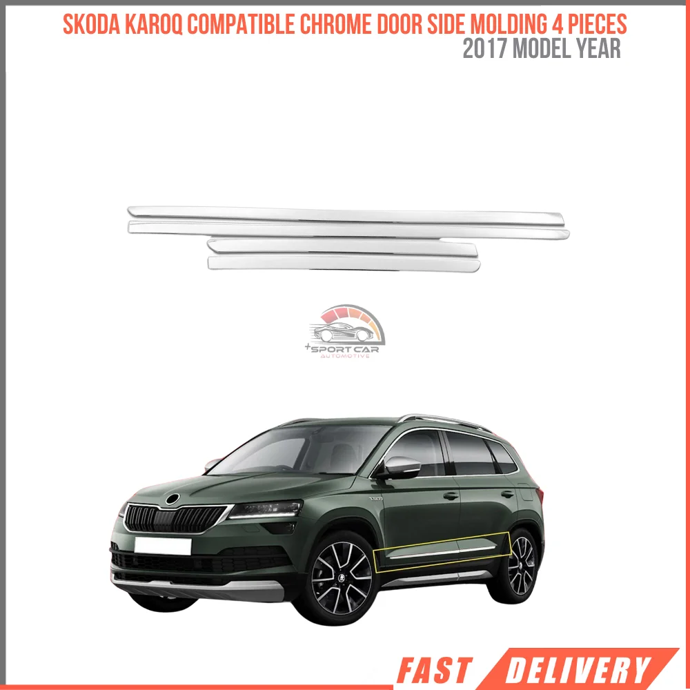 Moldura lateral de puerta cromada Compatible con Skoda Karoq, piezas de coche feliz de alta calidad, 4 piezas, 2017 en adelante